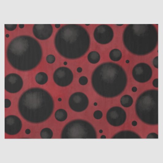 Red Black Dots Circles Funky Pattern Decoupage Tissuepapier (Voorkant)