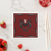 Red Black Dragon Monogram Fantasy Wedding Servet (Insitu)