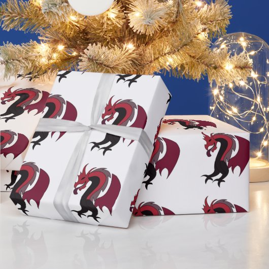 Red Black Dragon Mythical Creature Cadeaupapier (Feestdagen)