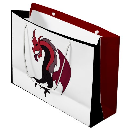 Red Black Dragon Mythical Creature Groot Cadeauzakje (Voorkant Gekanteld)