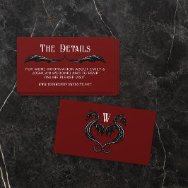 Red Black Dragon Wings Fantasy Wedding Details Informatiekaartje