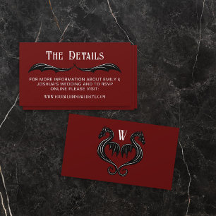 Red Black Dragon Wings Fantasy Wedding Details Informatiekaartje