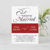 Red Black Eat, Drink, trouwdag uitnodigen Kaart (Staand voorkant)