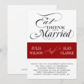 Red Black Eat, Drink, trouwdag uitnodigen Kaart (Voorkant / Achterkant)