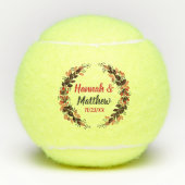 Red Black Elegant Waterverf Wreatding Wedding Favo Tennisballen (Voorkant)