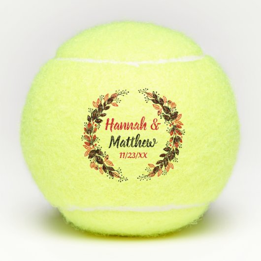 Red Black Elegant Waterverf Wreatding Wedding Favo Tennisballen (Voorkant)