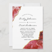 Red Black en Gold Agate Crystals Wedding Invitati Kaart (Voorkant)
