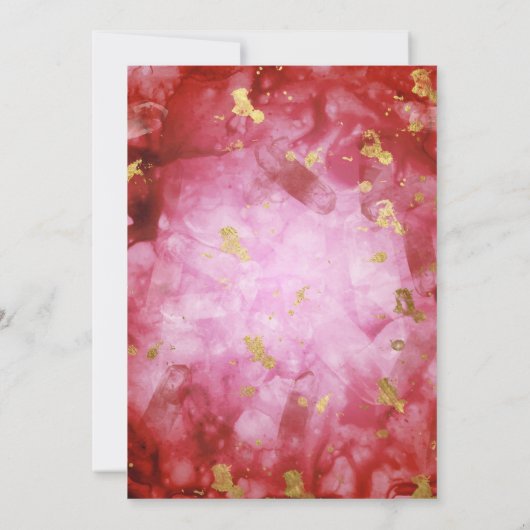 Red Black en Gold Agate Crystals Wedding Invitati Kaart (Achterkant)