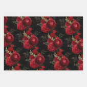 Red Black en Gold Floral Inpakpapier Vel (Voorkant 2)