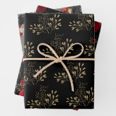 Red Black en Gold Floral Inpakpapier Vel (In situ)