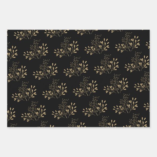 Red Black en Gold Floral Inpakpapier Vel (Voorkant)