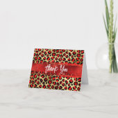 Red Black en Gold Foil Leopard Bruske Bedankkaart (Voorkant)