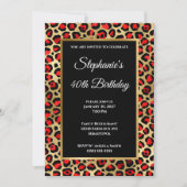 Red Black en Gold Leopard Glam 40e verjaardag Kaart (Voorkant)