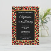 Red Black en Gold Leopard Glam 40e verjaardag Kaart (Staand voorkant)