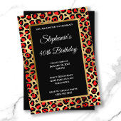Red Black en Gold Leopard Glam 40e verjaardag Kaart