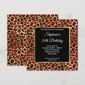 Red Black en Gold Leopard Glam 50e verjaardag Kaart (Voorkant / Achterkant)