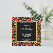 Red Black en Gold Leopard Glam 50e verjaardag Kaart (Staand voorkant)