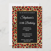 Red Black en Gold Leopard Glam 50e verjaardag Kaart (Voorkant)