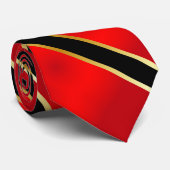 Red Black en Gold Stripes op Red Stropdas (Opgerold)