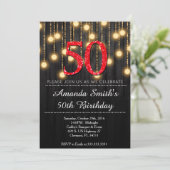 Red Black en Gold-uitnodigingen voor haar Kaart (Staand voorkant)