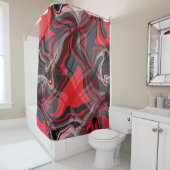 Red Black en Grey Abstract Art Pattern Douchegordijn (In situ)