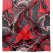 Red Black en Grey Abstract Art Pattern Douchegordijn (Voorkant)