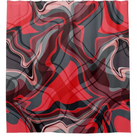 Red Black en Grey Abstract Art Pattern Douchegordijn (Voorkant)