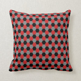 Red Black en Grey Hexagons Pillow Kussen