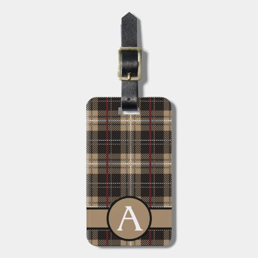 Red Black en Tan Pset Tartan personaliseren Bagagelabel (Voorkant verticaal)