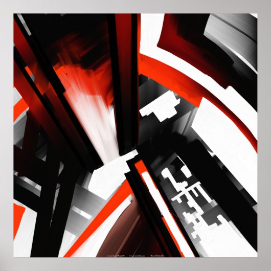 Red Black en White Abstract Poster (Voorkant)