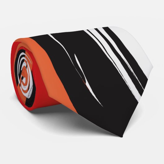 Red Black en White Abstract Stropdas Art (Opgerold)