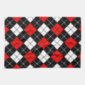 Red Black en White Argyle Pattern Theedoek (Horizontaal)