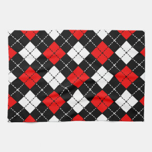 Red Black en White Argyle Pattern Theedoek