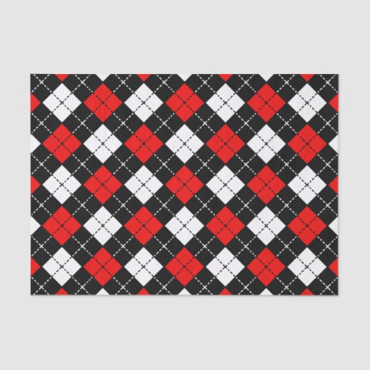 Red Black en White Argyle Pattern Tissuepapier (Voorkant)