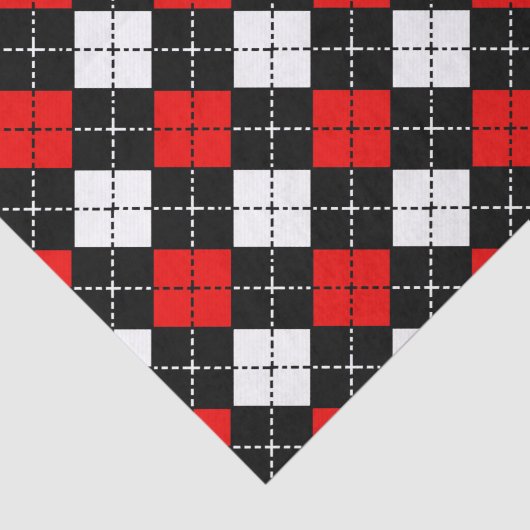 Red Black en White Argyle Pattern Tissuepapier (Detail)