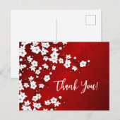 Red Black en White Cherry Blossom Dank je Briefkaart (Voorkant / Achterkant)