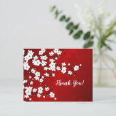 Red Black en White Cherry Blossom Dank je wel Briefkaart (Staand voorkant)