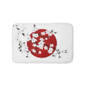 Red Black en White Cherry Blossom Rising Sun Badmat (Voorkant)