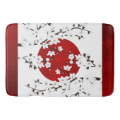 Red Black en White Cherry Blossom Sun Badmat (Voorkant)