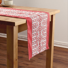 Red Black en White Classic Nordic Fair Isle Motif Korte Tafelloper