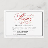 Red Black en White Script Wedding Reply Kaart (Voorkant)