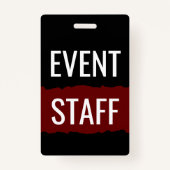 Red Black en White Simple Event Staff Badges (Achterkant)