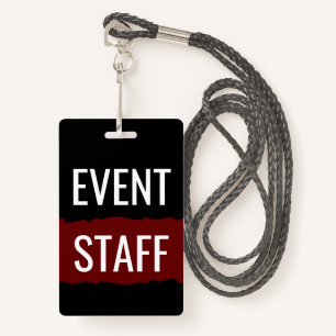 Red Black en White Simple Event Staff Badges