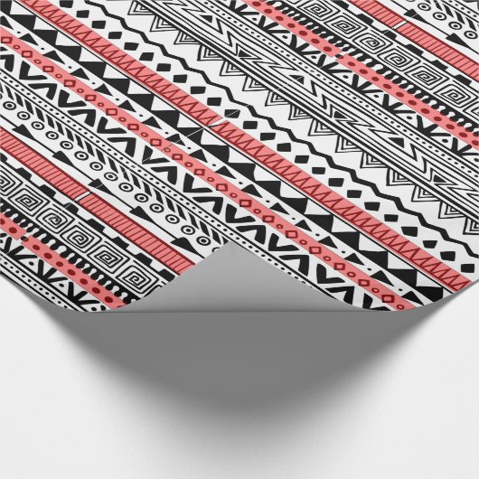 Red Black en white Southwestern Pattern Cadeaupapier (Hoek)