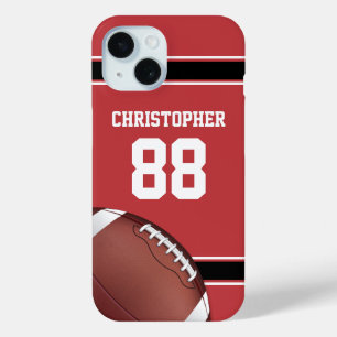 Red Black en White Stripes Football Jersey iPhone 15 Case