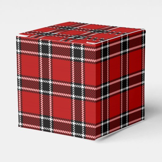 Red Black en White Tartan Bedankdoosjes (Voorkant Zijde)