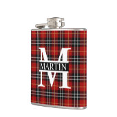 Red Black en White Tartan Monogrammen Heupfles (Links)