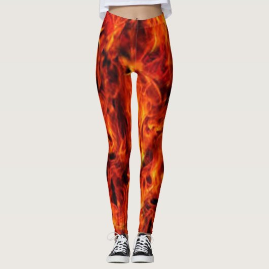Red Black Flame Modern Chic Hipster Photo Collage Leggings (Voorkant)