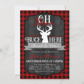 Red Black Flannel Deer Baby shower Invitation Kaart (Voorkant)