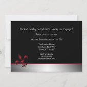 Red Black Fleur de Lis Heart Engagement Party Kaart (Achterkant)